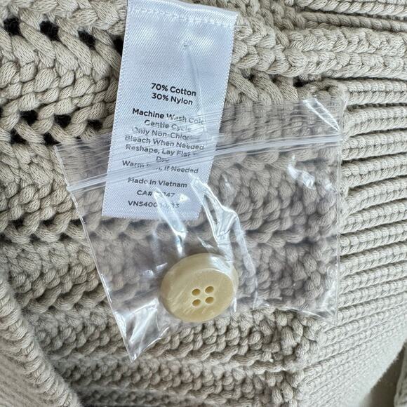Haven New NWOT Cotton Cream Cable Knit Chunky Button Up Cardigan Sweater Size M - Picture 7 of 8